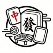麻将在线网站Logo，蓝色与白色搭配的麻将牌图形和中文品牌标识